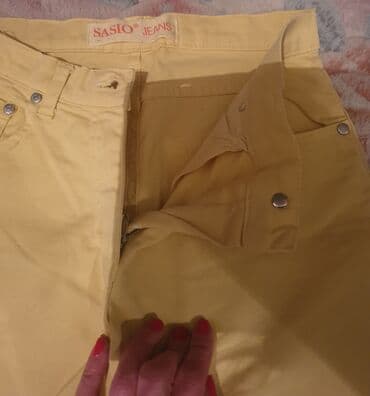džeparice pantalone: SASIO jeans zute farmerke ravan model, blago se sire od kolena. XS — 2