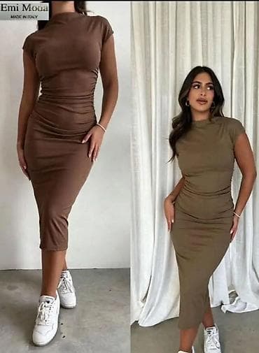 Dresses: Ribana midi haljina sa naborima – model 27807 - Kroj: uska silueta — 4