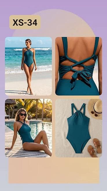 Jednodelni kupaći kostim – model XS-34 - Boja: duboka petrolej/teal -