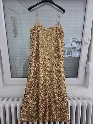 sandala stikla: Zara haljina sa šljokicama – zlatna nosena jednom - Brend: ZARA - — 3