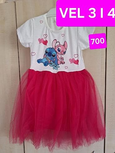 jordan patike crno bele: Dečija haljina sa karakterima Stitch i Angel. Gornji deo je beli — 1