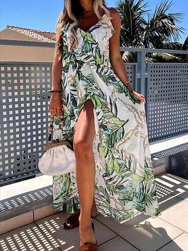 zenske letnje haljine: Duga letnja haljina s cvetnim dezenom - Kroj: maxi dužina, lepršava — 8