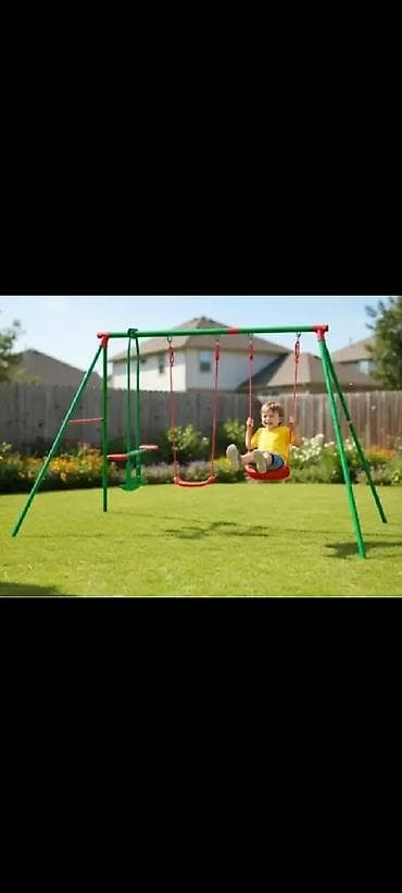 ikea deciji ormari: Dvorišni set za igru – metalna ljuljaška sa 3 stanice - Konstrukcija — 1