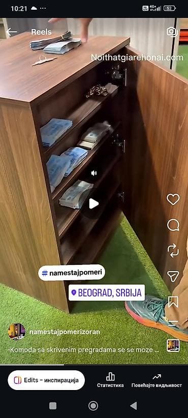 jysk ormari akcija: -Komoda  sa skrivenim pregradama se se moze izraditi od materijala kao — 2
