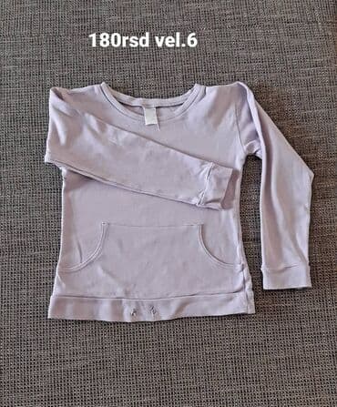 jednobojni duksevi sa kapuljacom: Dečija dukserica – lila boja, dugi rukavi. - Model: klasičan okrugli — 1