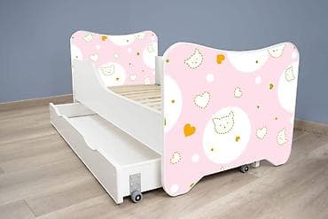 stalaže za knjige: Dečiji krevet sa fiokom za devojčice 160x80 cm – Happy Kitty + Fioka — 1