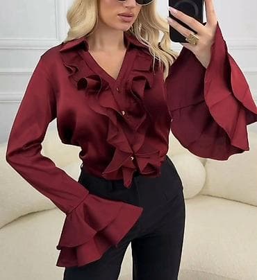 Men's Clothing: Ženska elegantna bluza sa volanima - Model: klasična košulja sa dugim — 5