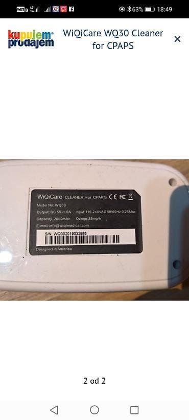 polovna graficka kartica: WiQiCare WQ30 Cleaner for CPAPs – prenosni uređaj za automatsku — 2