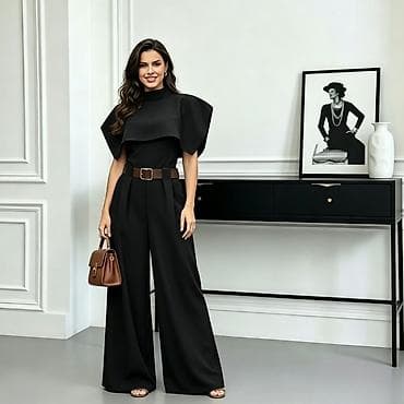 Overalls: Elegantni ženski kombinezon sa širokim nogavicama S, M, L - Model sa — 2