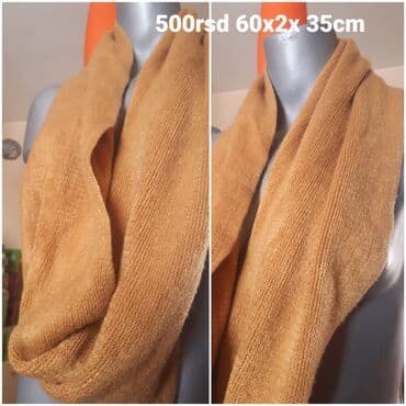 plus size tunike: Pletena kružna ešarpa (infinity šal) u toploj oker/karamel boji. - — 1