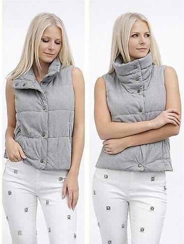fen za bebe: Ženska prošivena prsluk-jakna bez rukava - Boja: siva, melanž - Kroj — 1