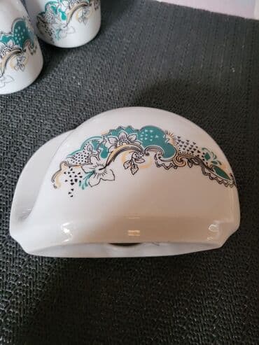vojni set za jelo: Set nov salnik i drzac za salvete Apulum porcelan 70te.god. Nov set — 11