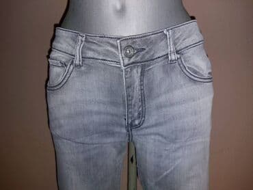 pantalone sa resama: SIVE FARMERKE Uske tegljive farmerke sive boje, na fazon ispranih — 5