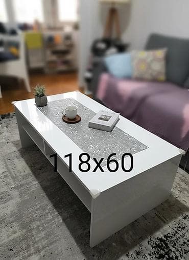 Stolice: Beli klub sto sa policom - Dimenzije: 118 x 60 cm (prikazano na — 2