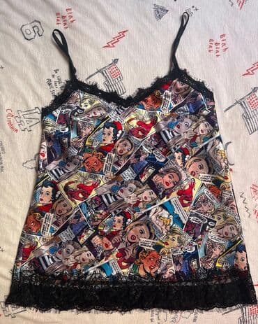 crop top h m: Majca-bluza na bretele, comics stil. Univerzalna veličina, podesive — 1