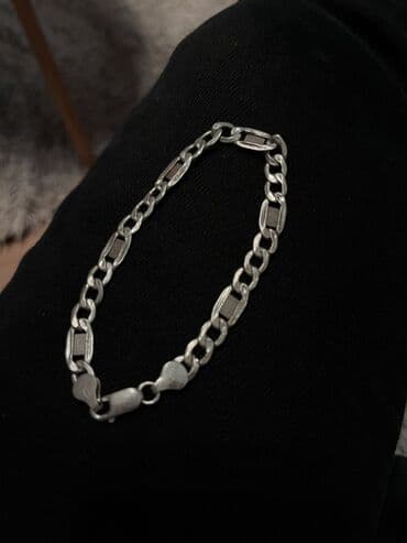 benetton lanac muski: Srebrna narukvica, klasičan “Figaro”/pločasti lanac. - Materijal — 1