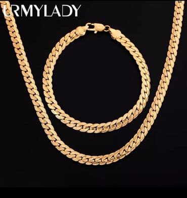 Bracelets: Set: Bracelet, Necklace, Material: Silver, Gold — 1