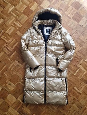 K-3 Zimska jakna, perjana, topla, duga, zlatne boje, S vel ali
