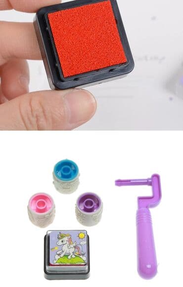 traktori igracke za decu: Pečat sa valjkastim pečatom sa ručkom jednoroga sa inkpadom U paketu — 2