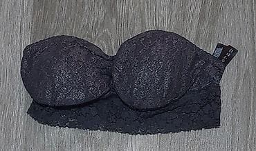 Čipkani strapless grudnjak – crni - Model: bandeau/strapless, bez