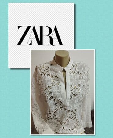 dugacke kosulje: Zara, M (EU 38), Cotton, Embroidery, Single-colored, color - White — 1