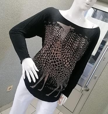 olevs satovi cena: Ženska majica dugih rukava sa printom žirafe - Boja: crna osnova sa — 3