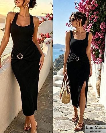satovi i nakit: Ribana midi haljina Emi Moda – Made in Italy - Elegantna, pripijena — 8