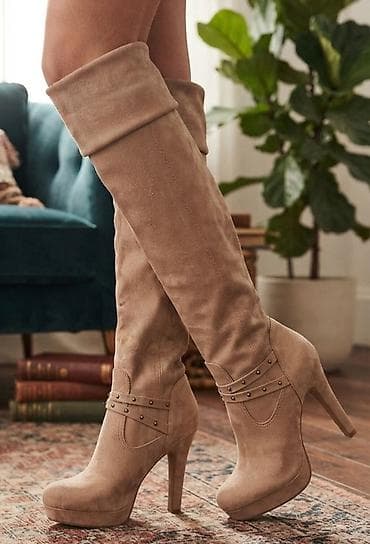 opposite shoes: Ženske visoke čizme preko kolena – bež/peščana nijansa - Materijal — 1