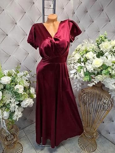 Haljine: Svečana midi/duga haljina od satena - Materijal: glatki, sjajni saten — 4