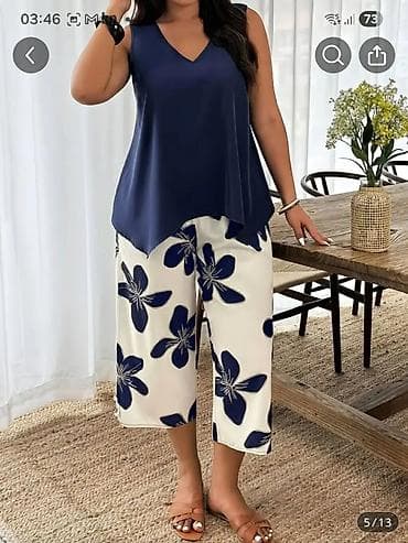 helanke 8: Ženski komplet – bez rukava bluza i kapri pantalone - Dizajn — 5