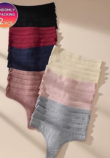 katrin pantalone nova kolekcija: Ženske rebraste tanga gaćice – set 12 kom. vel. M - Kroj: tanga — 2