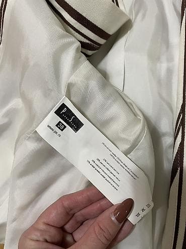 Sweatpants: Ženski bež blejzer sa braon prugamа, Ps fashion vel 38. Strukirani — 7