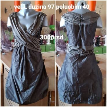 Women's Sweatshirts: Elegantna sivo-maslinasta haljina bez rukava - Model: midi, dužine do — 1