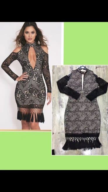 najlepse haljine za svecane prilike: M (EU 38), color - Black, Cocktail, Long sleeves — 1