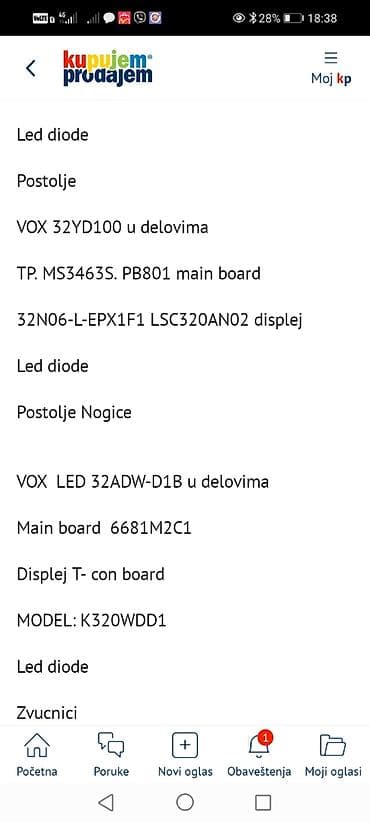daljinski za tv sharp aquos: VOX 32” televizori – delovi Dostupni delovi za modele: - VOX 32YD100 — 1