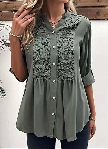 plasticne sandale za plazu: Ženska bluza sa čipkanim prednjim panelom - Model: 2688 - Kroj — 2