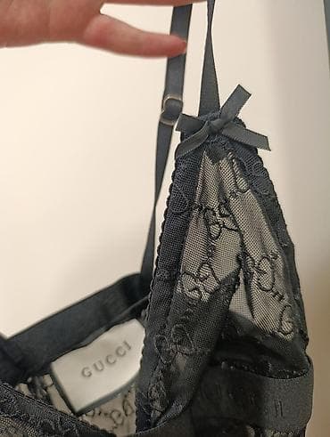 gucci duks: Crni mrežasti bodi sa monogram uzorkom. - Materijal: prozirna — 7