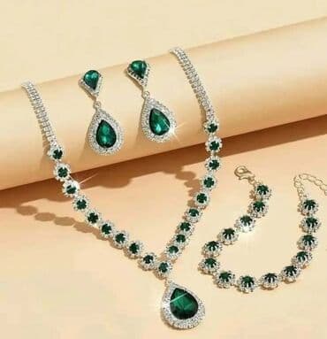 srebrna ogrlica sa krsticem: Set: Earrings, Necklace — 3