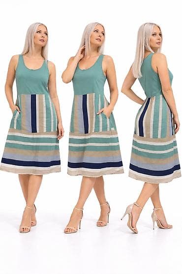 Haljine: Haljina sa gornjim delom u zelenoj boji i donjim delom sa prugastim — 1