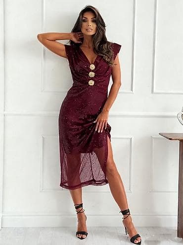 Blazers: 🔥Elegantna midi haljina sa šljokicama i mrežastim donjim slojem ✅1800 — 1