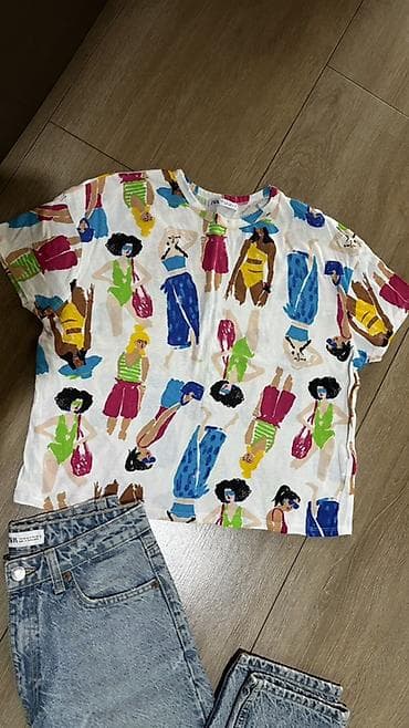 tigraste pantalone: ZARA farmerke i Zara majica– model EUR 38 / USA 6 / MEX 28 Mnogo — 2