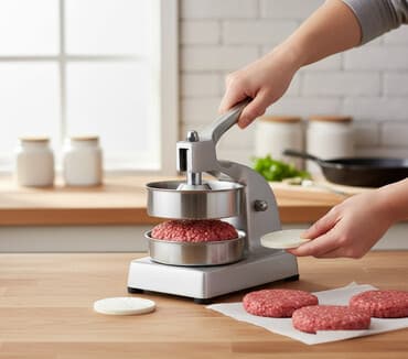 Ostali kuhinjski aparati: Presa za hamburgere – ø mm, od nerđajućeg čelika Kvalitetna preša za