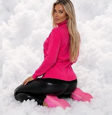 til sa biserima: Ženski rolka džemper – fuksija roze - Model: rolka sa rebrastim — 4