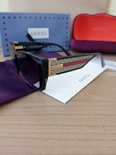 zenski brosevi: Gucci ženske sunčane naočare – oversize pravougaoni okvir - Model sa — 2