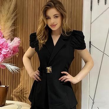 Women's Sweatsuits: ✅Damski dvodelni komplet – elegantni sako bez rukava i široke — 9