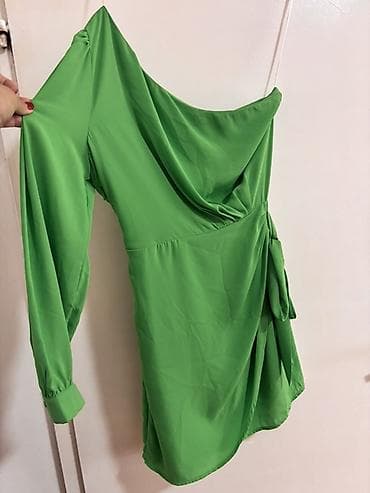 commense clothing: Zelena asimetrična haljina ONLY – model ONLINE LS ONE SHOULDER (Island — 1