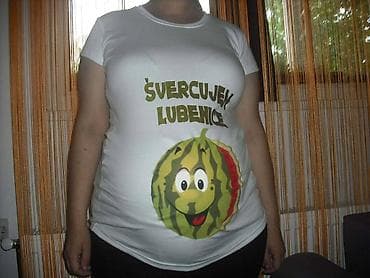 haljine za trudnice sinsay: Majice za trudnice sa štampom. Bele pamučne majice kratkih rukava sa — 9