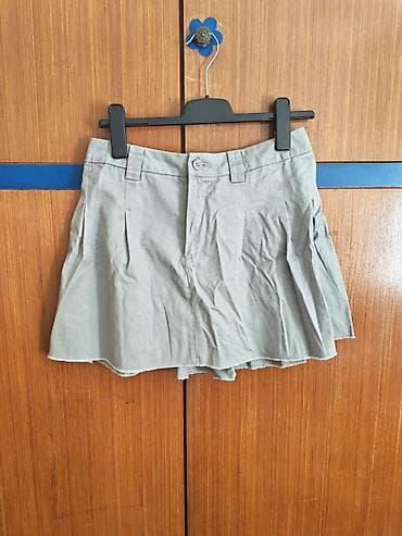 kapa za plivanje: Siva mini suknja A-kroja - Materijal: lagani pamučni/keper tip — 1