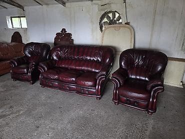 krevet trosed: Kožni garnitura – bordo - Sastav: trosed sa tri jastuka za sedenje + — 7