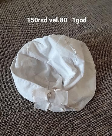 karrimor patike cena: Bela pamučna kapica za bebe - Brend: DIV - Veličina: 80 (za uzrast — 1